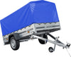 Remolque para coche 230x125 Garden Trailer 230 KIPP Unitrailer 750 kg con rueda de apoyo, lona alta azul y proa alta