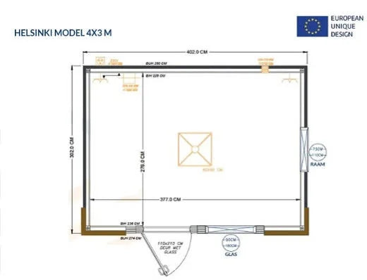 Contenedor de oficina Helsinki – 4×3 metros